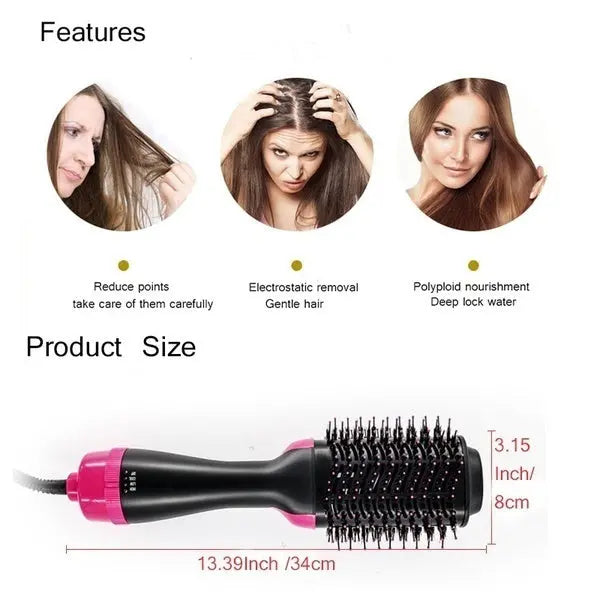 ✨ 3-in-1 Hot Air Brush – Hair Dryer, Straightener & Volumizer 💁‍♀️ | Salon Styling at Home SwagAura