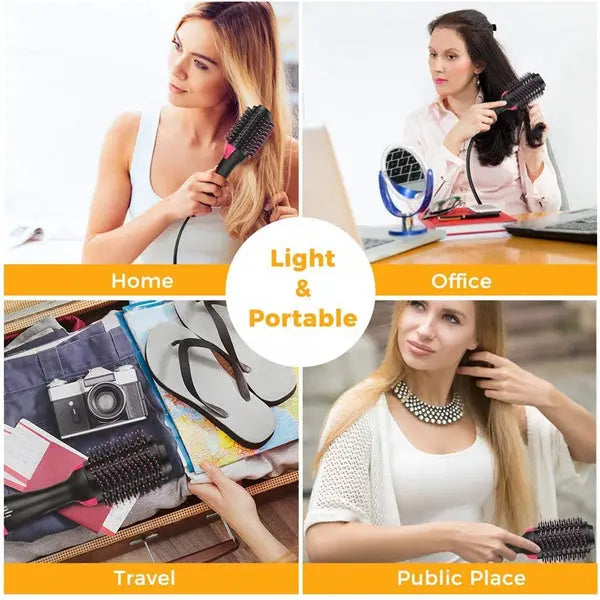 ✨ 3-in-1 Hot Air Brush – Hair Dryer, Straightener & Volumizer 💁‍♀️ | Salon Styling at Home SwagAura